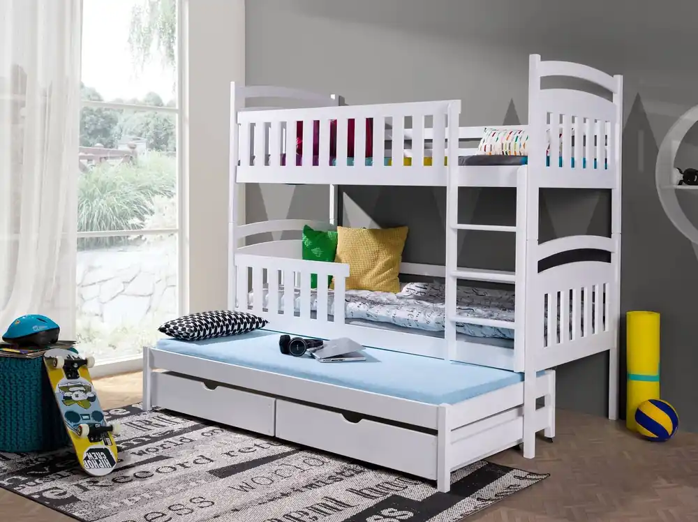 Etagenbett Kajtek 3 Personen 90x200 cm ideal für ein Kinderzimmer spart Platz nimmt den Platz eines Einzelbettes Wochenendangebot