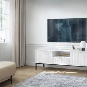 TV-Schrank Lovro 154 cm weiß modernes Design wird die Liebhaber von markanten Interieurs begeistern Saisonangebot