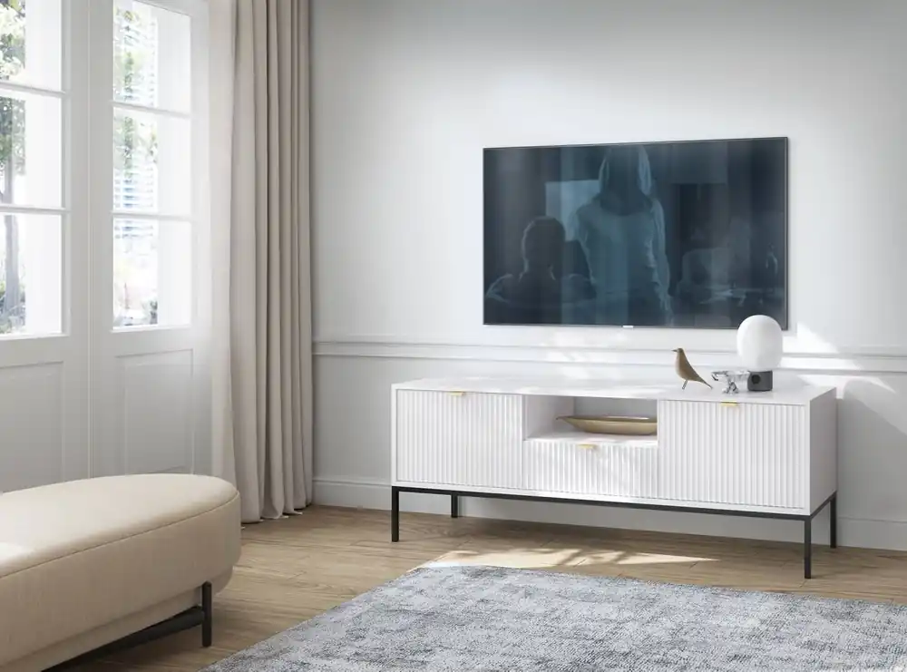 TV-Schrank Lovro 154 cm weiß modernes Design wird die Liebhaber von markanten Interieurs begeistern Saisonangebot