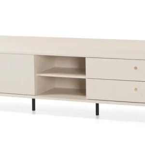 Heißes Angebot TV Schrank Ferdi 210 cm sandbeige minimalistisches Design Schrank mit Schubladen elegante goldene Griffe und hohe Top-Ränder