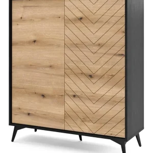 Sonderangebot Hohe Kommode Gusto 104 cm Schwarz / Eiche Evoke Funktionales und ideales Möbelstück für moderne klassische und skandinavische Innenräume