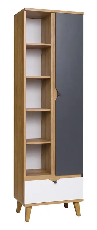Bücherregal Memone 60 cm goldene Eiche / weiß / graphit ideales Bücherregal für ein Jugend- oder Kinderzimmer im skandinavischen Stil Neue Kollektion