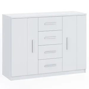 Kommode mit Schubladen Rico 120 cm weiß Funktionsmöbel in zeitlosem Design ideal für das Schlafzimmer oder Wohnzimmer Top-Seller