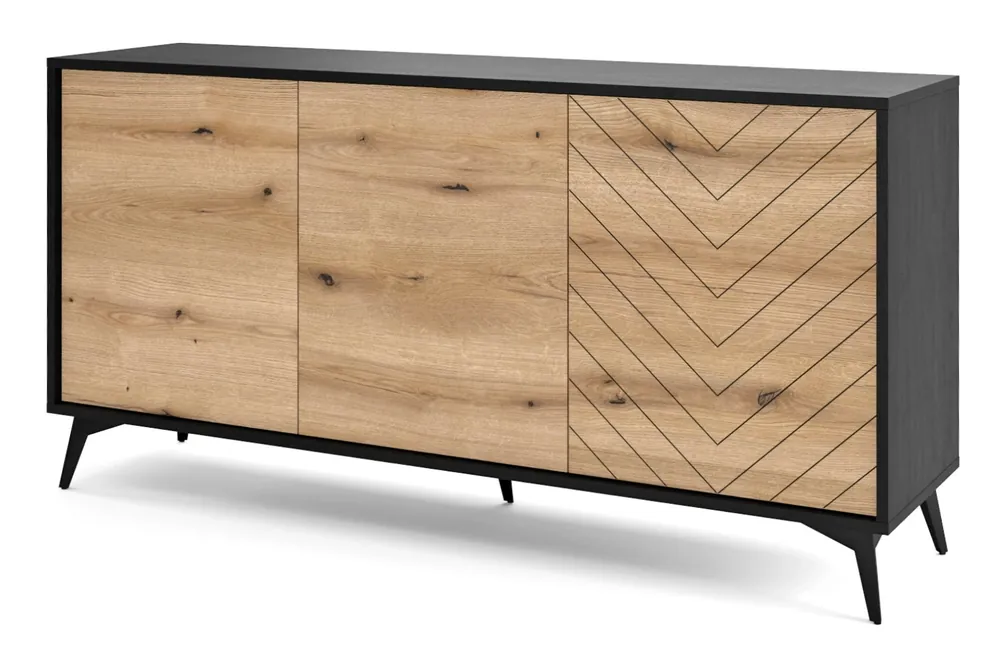 Highlight Kommode Gusto 154 cm Schwarz / Eiche Evoke Funktionales und ideales Möbelstück für moderne klassische und skandinavische Innenräume