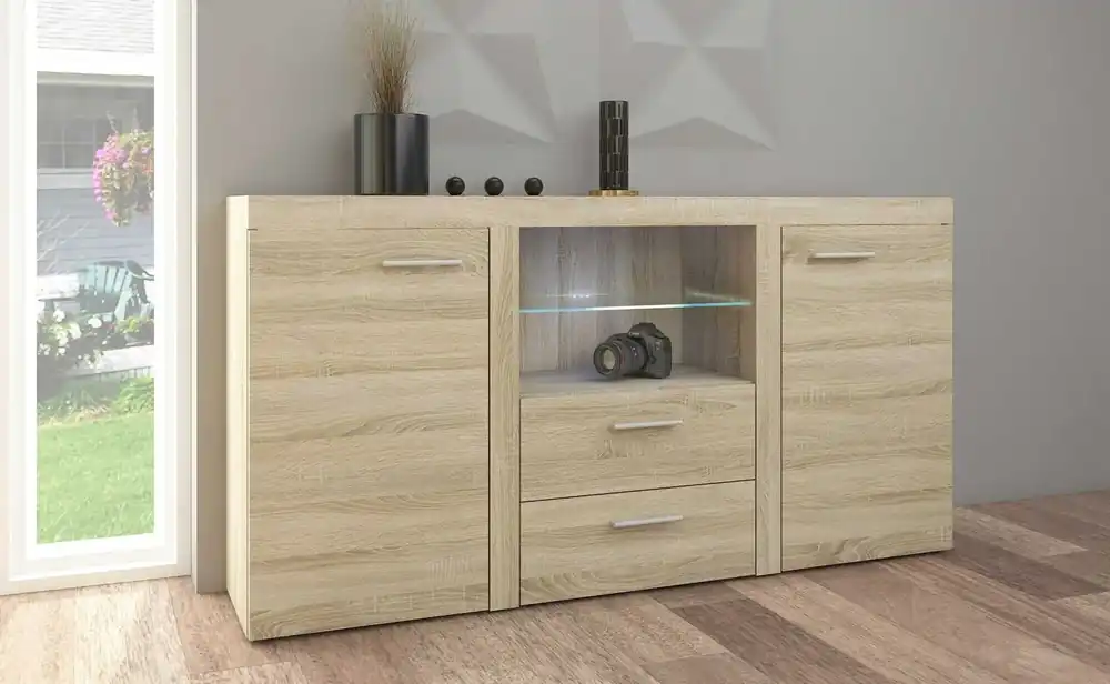 Kommode mit Schubladen Rene 156 cm helle Eiche sonoma modern und funktional komfortable und problemlose Nutzung Jetzt Bestellen