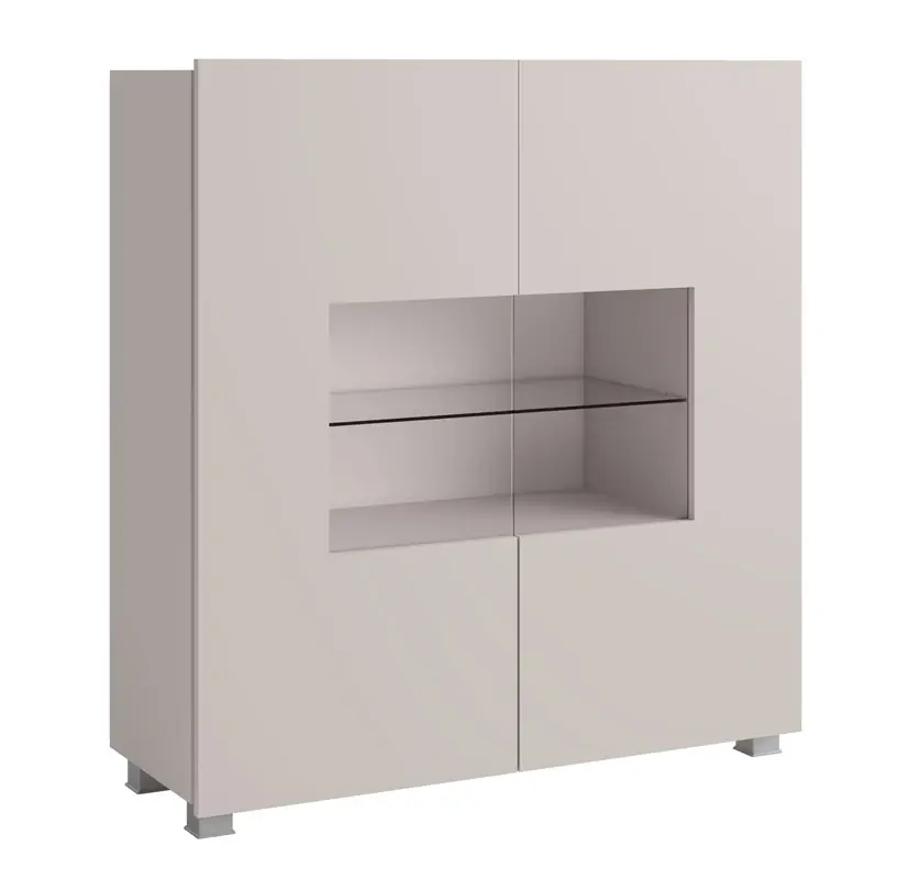 Kommode mit Glasfront Apulia 100 cm beige minimalistisches Design stilvolle Kommode für das Wohnzimmer einfaches Design, das sich in jede Einrichtung einfügt Schnäppchen