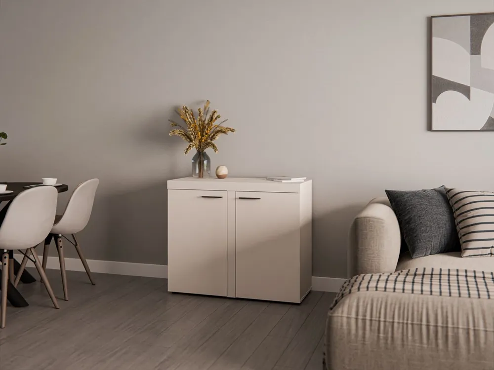 Kommode Rene 97 cm sandbeige minimalistisches Design klassische Form ideale Kommode für Wohnzimmer oder Wohnbereich Solange Der Vorrat Reicht
