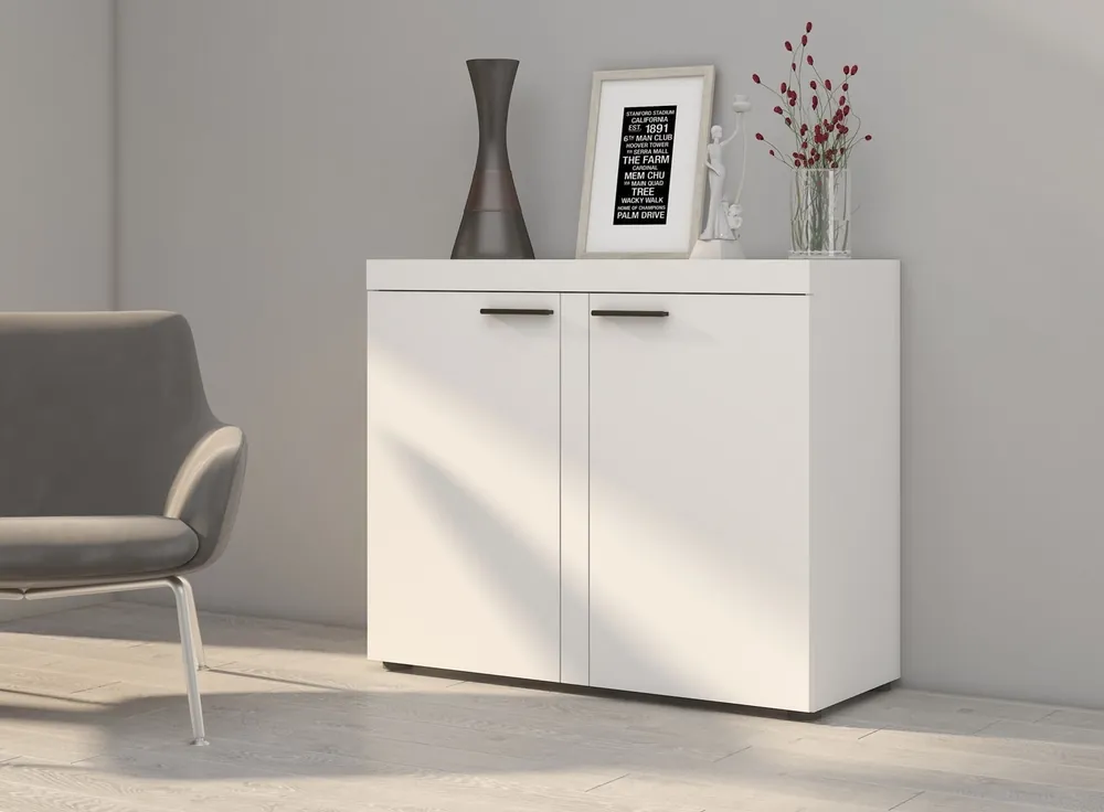 Solange Der Vorrat Reicht Kommode Rene 97 cm weiß modernes Möbeldesign Kommode umrandet mit speziellem ABS-Furnier