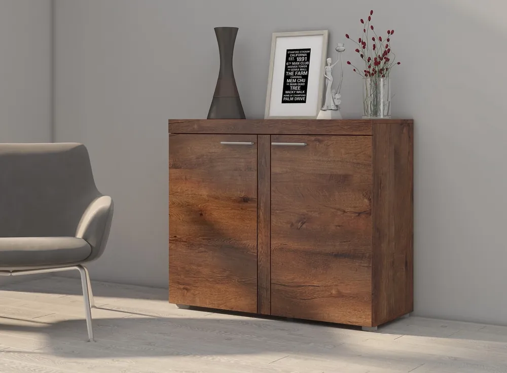 Markenprodukt Kommode Rene 97 cm Eiche lefkas modernes Möbeldesign Kommode umrandet mit speziellem ABS-Furnier