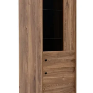 Schneller Versand Vitrine Apallo 60 cm Eiche Brandy Castello Original-Design solide auf Metallbeinen Elemente der sicheren gehärtetem Glas gesetzt