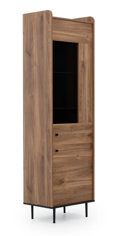 Schneller Versand Vitrine Apallo 60 cm Eiche Brandy Castello Original-Design solide auf Metallbeinen Elemente der sicheren gehärtetem Glas gesetzt