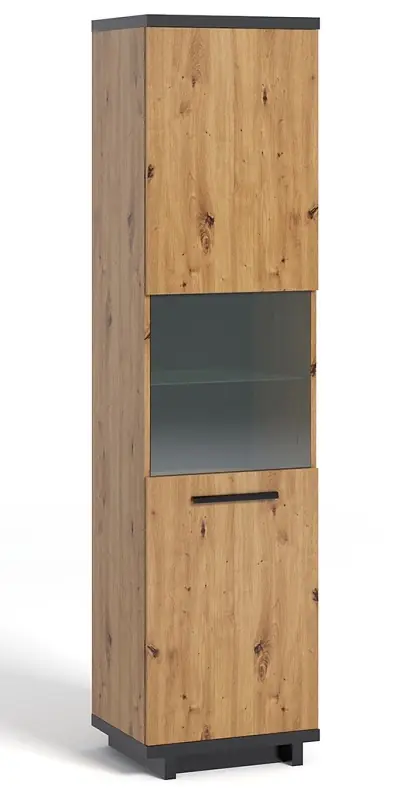 Simi 50 cm Schrank Eiche artisan / schwarz minimalistisches Design klassische Form ideale Kommode für Wohnzimmer oder Sitzungssaal Neu Im Sortiment