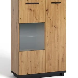 Simi 90 cm Schrank Eiche artisan / schwarz minimalistisches Design klassische Form ideale Kommode für Wohnzimmer oder Sitzungssaal Sale