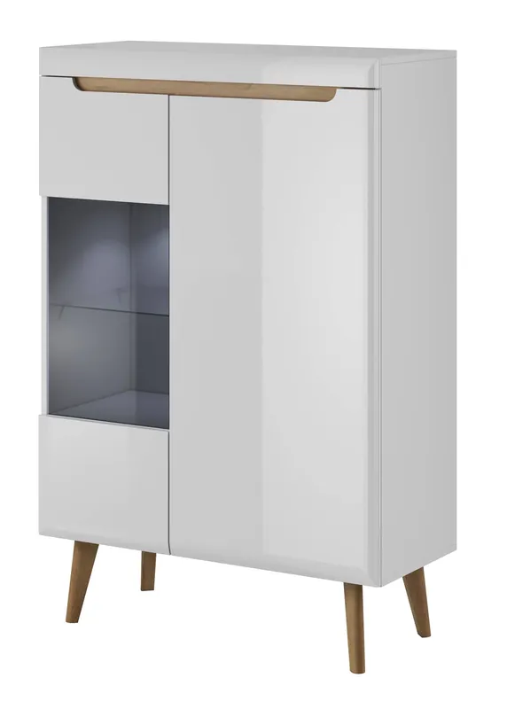 Atka 90 cm Unterschrank weiß / weiß glänzend / Eiche riviera modernes Design im skandinavischen Stil ausgestattet mit einem leisen Türschließsystem Expressversand