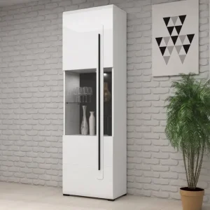 Vitrine Tulsa 60 cm weiß / weiß glänzend unkonventionelle und praktische Lösung ideal für moderne und klassische Innenräume Highlight