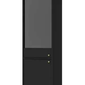Vitrine Kioto I 52 cm schwarz graphit stilvolles Design sichere Vitrine aus gehärtetem Glas auf einem Metallsockel Online Kaufen