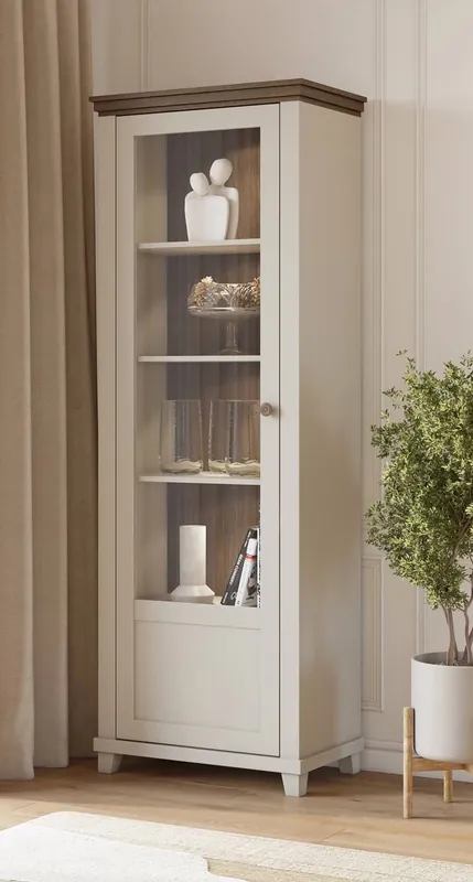 Vitrine Evora 71 cm beige / Eiche dunin links Schrank wird Liebhaber von ausdrucksstarken Interieurs ideal für Wohn-und Esszimmer begeistern Markenware