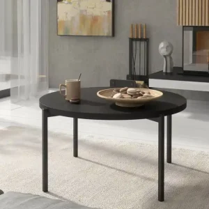 Top-Preis Runder Couchtisch 84 cm Sampi schwarz zeitloses und leichtes Design solides Metallgestell idealer Tisch für jede Umgebung