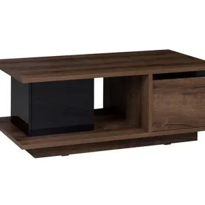 Couchtisch Denver Eiche monastery / schwarz glänzend originelles Design Wohnzimmertisch geräumige Schränke robuste Platte Zertifiziert