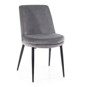 Kayla grau gepolstert Stuhl modern und funktional Esszimmerstuhl mit Metallbeinen Echt