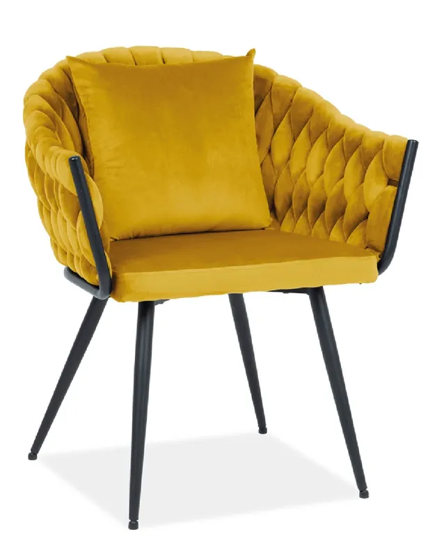 Rabatt Geflechtstuhl Nuvbo 47x53 cm gelb modern und Designer Industriestuhl auf Metallgestell