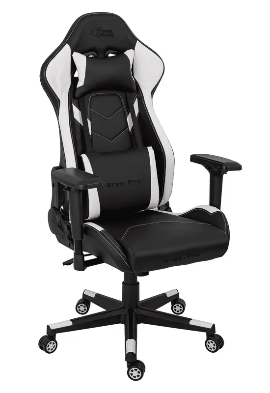 Gaming-Sessel Ares Pro schwarz/weiß komfortabler und funktionaler Sessel mit verstellbaren Armlehnen stabiles Metallgestell Neu Im Sortiment