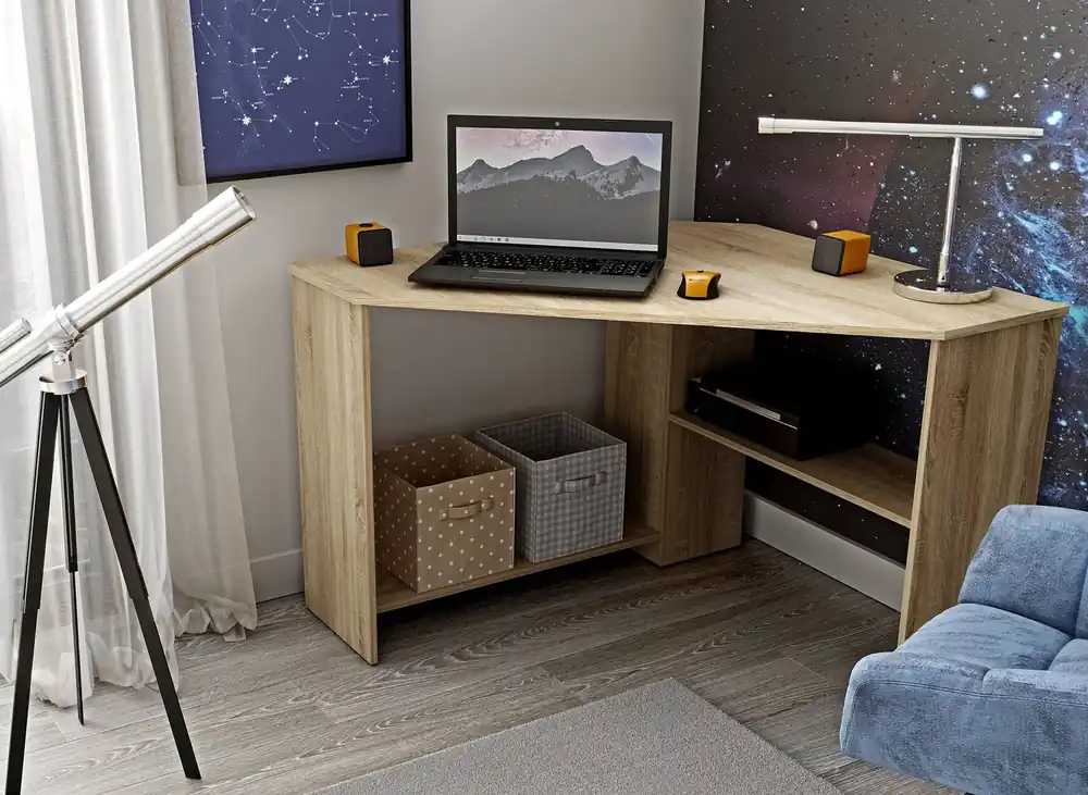 Schneller Versand Rino Eckschreibtisch 80x80 cm Eiche sonoma stilvoll und funktionell für das Büro, Arbeitszimmer oder Jugendzimmer