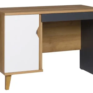 Saisonangebot Schreibtisch Memone 110 cm goldene Eiche / weiß / graphit idealer Schreibtisch für Jugendzimmer oder Home Office im skandinavischen Stil
