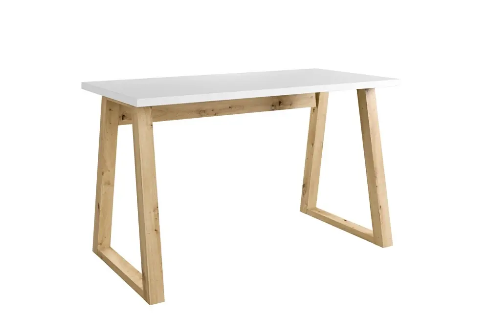 Sale Figate Schreibtisch 130 cm weiß / Eiche Artisan Loft Charakter Schreibtisch für Home Office oder Jugendzimmer Designer Basis