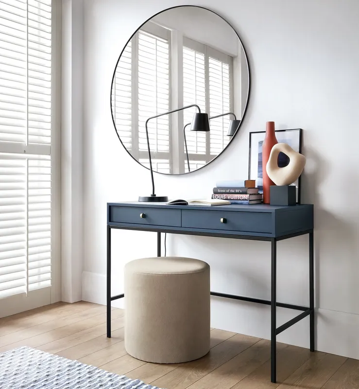 Preisreduziert Konsole Mono Dunkelblau Mit Schubladen stilvolles und funktionales Möbelstück für den Flur das Wohnzimmer oder das Büro