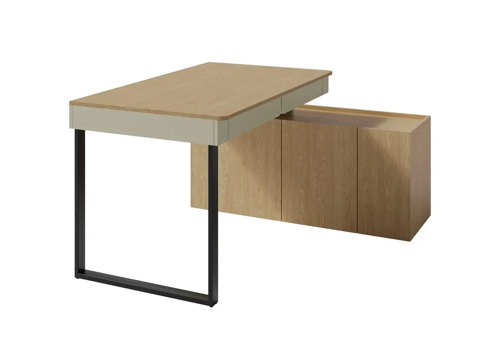 Eckschreibtisch Paguro 131 cm Eukalyptus / eiche baltic dune stilvoller Schreibtisch mit Kommode ideal für ein Jugendzimmer oder Büro Highlight