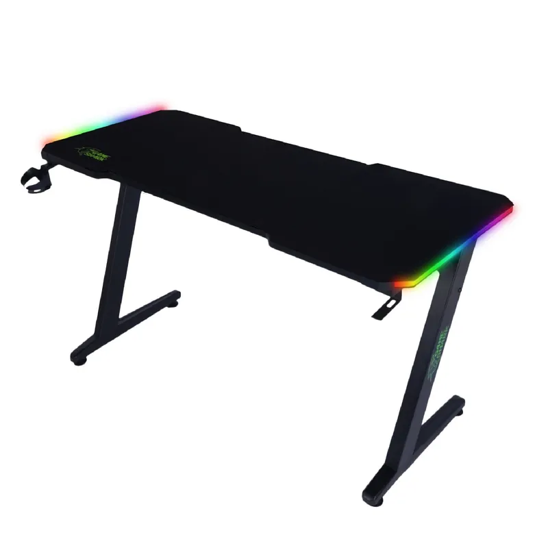 Top-Seller Zeo Gaming-Schreibtisch schwarz Designer und ergonomische Schreibtisch rutschfeste Carbonplatte vollständig mit Pad LED-Beleuchtung abgedeckt