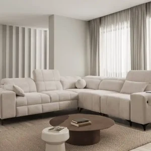 Ecksofa mit Schlaffunktion Penejos III beige rechte Ecke äußerst bequemes und praktisches Ecksofa für das Wohnzimmer zwei Behälter für Bettzeug Solange Der Vorrat Reicht