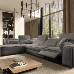 Ecksofa mit Schlaffunktion Viano XI Lux grau links Design-Ecksofa mit ausziehbarem Fußteil und Bettzeugstaufach Knallerangebot