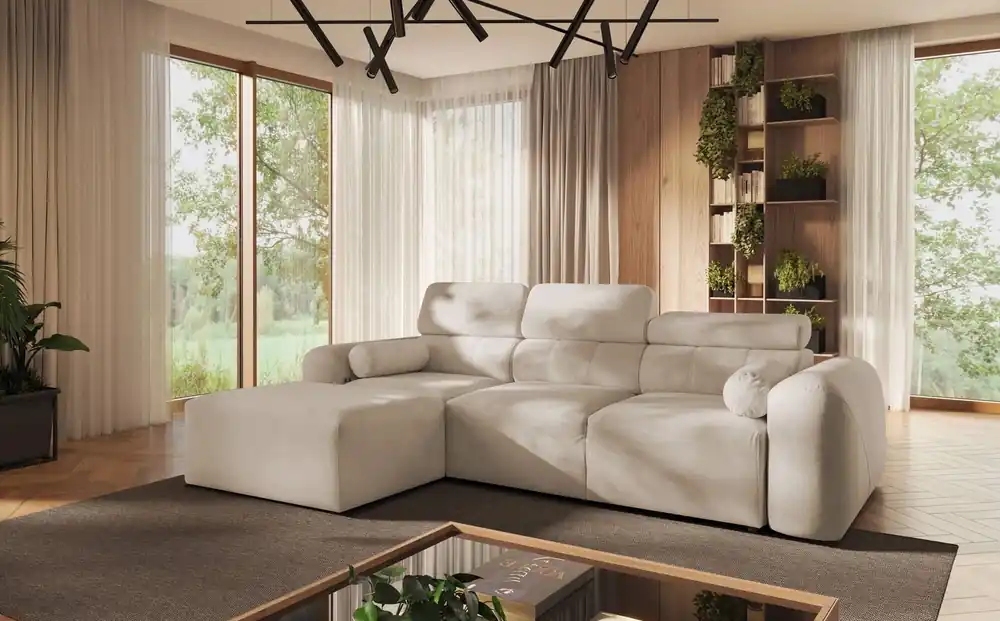 Must-Have Ecksofa mit Schlaffunktion Cantare beige links funktionelles und bequemes Ecksofa mit modernem Design Plüschstoff