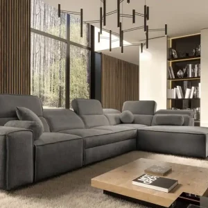 Ecksofa mit Schlaffunktion Viano XI grau rechte Seite modisches und stilvolles Ecksofa mit verstellbaren Kopfstützen Zierkissen Sofort Bestellen