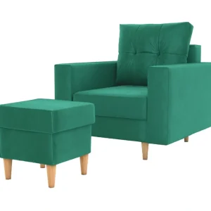 Direkt Vom Hersteller Sessel mit Fußstütze Vaso Flasche grün bequemer Sessel für Wohnzimmer im skandinavischen Stil weichen Sitz hohe Holzbeine