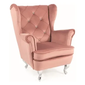 Lili Sessel antik rosa ideal für Kinderzimmer gesteppte Rückenlehne mit Kristallen beendet Begrenztes Angebot