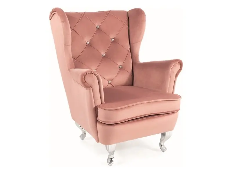 Lili Sessel antik rosa ideal für Kinderzimmer gesteppte Rückenlehne mit Kristallen beendet Begrenztes Angebot