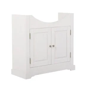 Waschbeckenschrank Romantic 85 cm weiß eleganter Schrank aus Holz Metallgriffe ideal für Bäder im klassischen Stil Zertifiziert