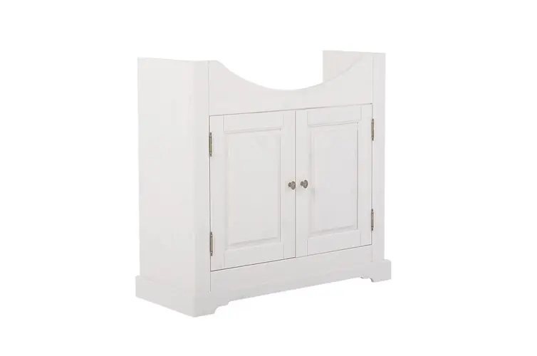 Waschbeckenschrank Romantic 85 cm weiß eleganter Schrank aus Holz Metallgriffe ideal für Bäder im klassischen Stil Zertifiziert