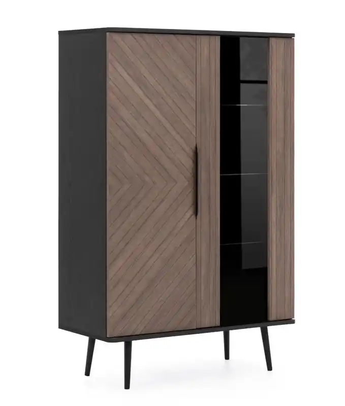 Tullio 90 cm schwarz graphit / Kapitänsdeck Vitrine stilvoll skandinavischen Stil Metallbasis modische Farben Zertifiziert