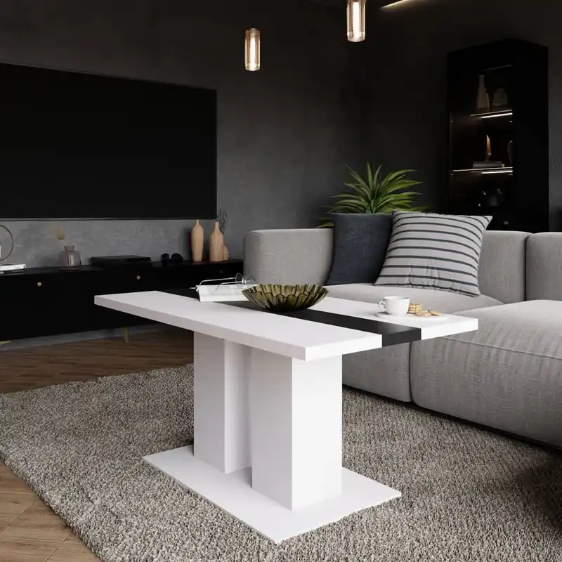 Knallerangebot Salem Couchtisch weiß/schwarz modernes Möbeldesign auslaufsichere Platte