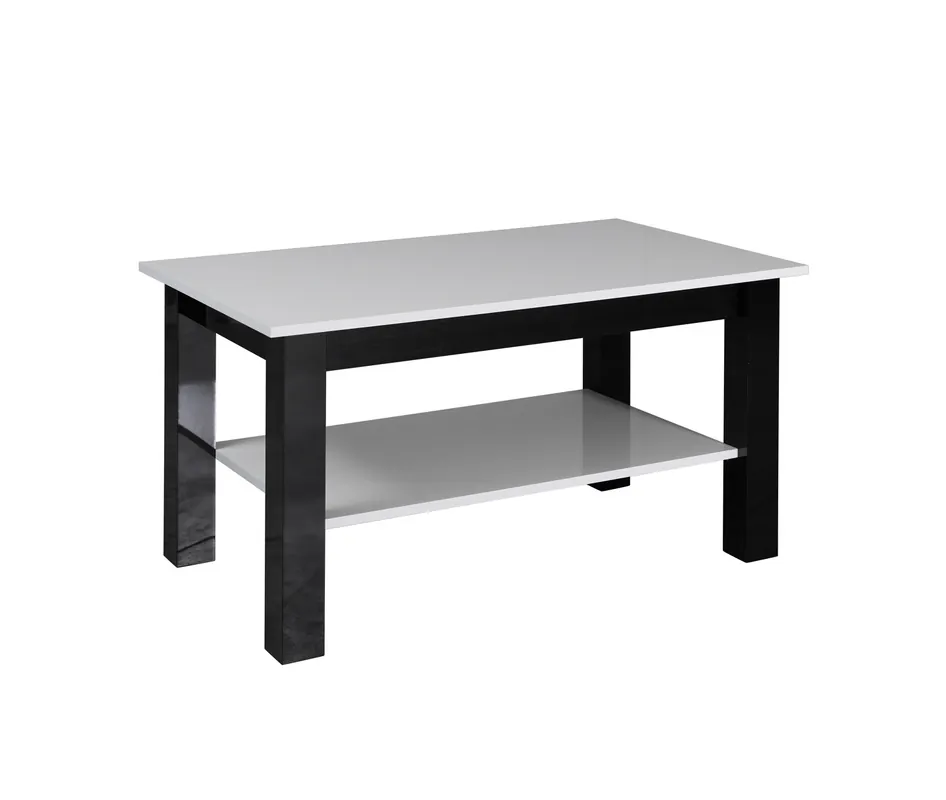 Preisknaller Couchtisch Pennsylvania T25 102 cm weiß glänzend / schwarz glänzend modernes Design Kante des Couchtisches mit Spezialfurnier verarbeitet