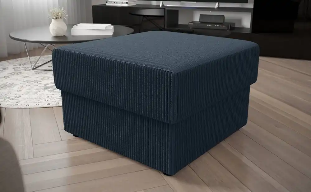 Fogu blauer Pouffe stilvoller Design-Pouffe ideal zur Ergänzung Ihres Dekors weicher Kordstoff mit markanten Streifen Preiswert