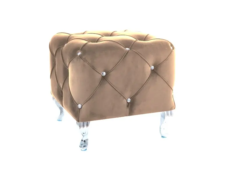 Hesta Pouffe 50 cm beige ideal Hocker schmutz- und kratzfest Sitzpouffe gesteppte Elemente mit Kristallen Neu Im Sortiment