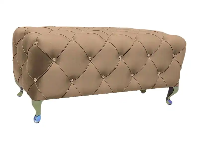 Hesta pouffe 100 cm beige idealer fußhocker schmutz- und kratzfest sitzpouffe funktioniert auch als polsterbank gesteppte elemente mit kristallen Nur Für Kurze Zeit