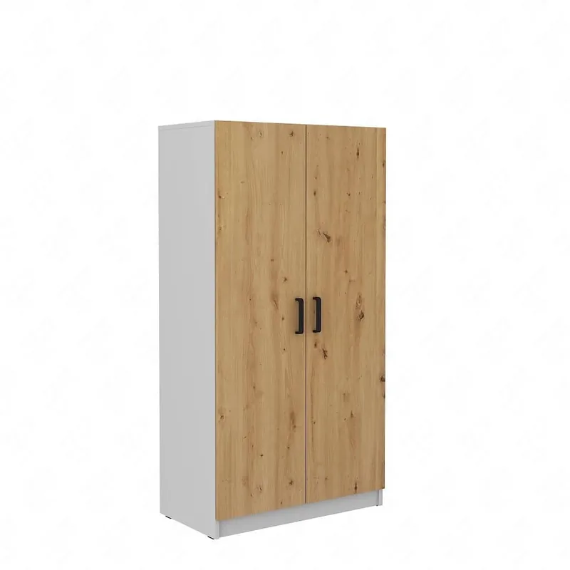 Garderobe Makana 80 cm hellgrau / Eiche handwerklich funktionales Möbel für das Jugendzimmer oder Büro Rabatt