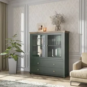Evora 126 cm hohe Kommode Flasche grün / Eiche lefkas wird Liebhaber von ausdrucksstarken Interieurs ideal für das Wohnzimmer oder Esszimmer begeistern Bestseller