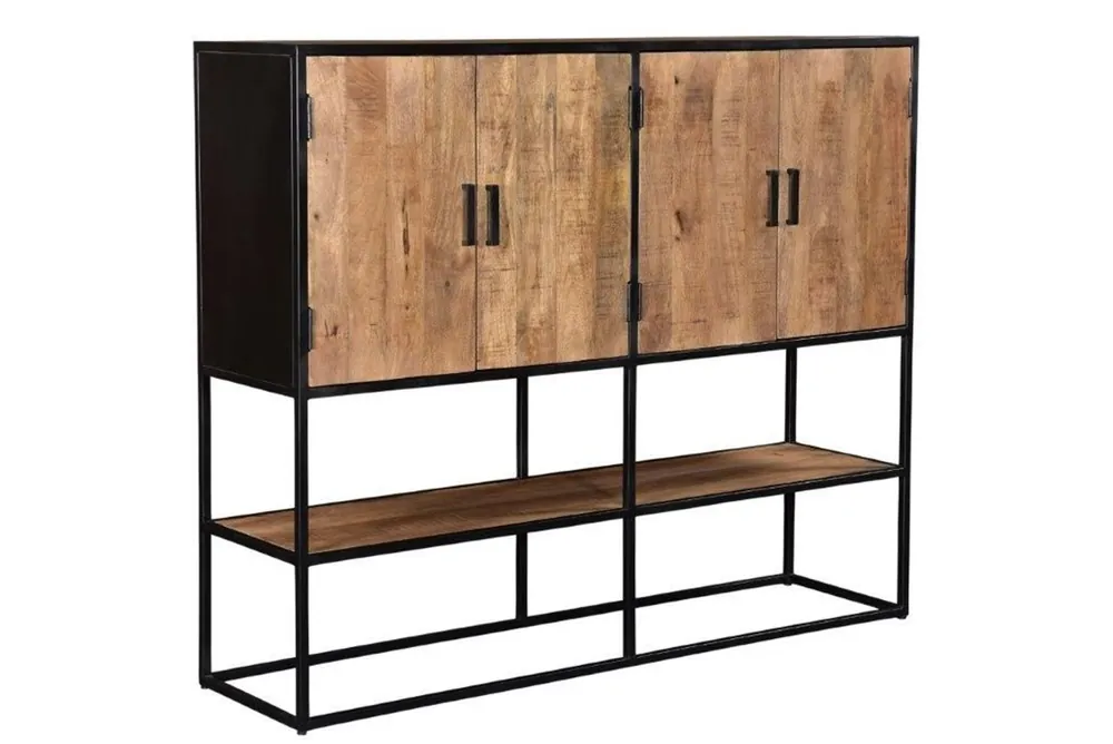Highboard Schrank Sturdy B 160 cm Mangoholz Metall Markenprodukt